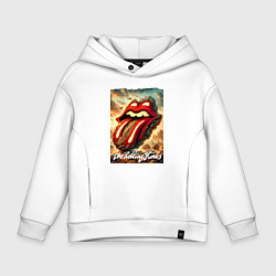 Толстовка оверсайз детская Rolling Stones - logo transformation, цвет: белый