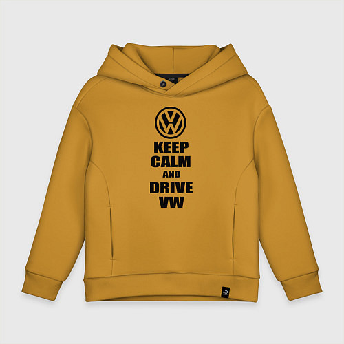 Детское худи оверсайз Keep Calm & Drive VW / Горчичный – фото 1