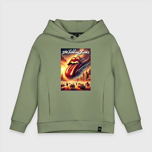 Детское худи оверсайз Logo of the Rollings Stones / Авокадо – фото 1