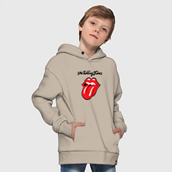 Толстовка оверсайз детская Rolling Stones - logo, цвет: миндальный — фото 2