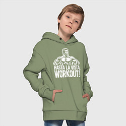 Толстовка оверсайз детская Arnold - hasta la vista workout, цвет: авокадо — фото 2