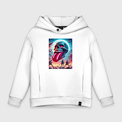 Толстовка оверсайз детская Rolling Stones - skull transformation, цвет: белый