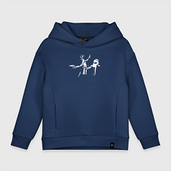 Толстовка оверсайз детская Новогоднее чтиво, цвет: тёмно-синий