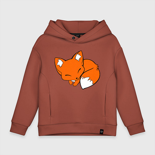 Детское худи оверсайз Спящий лисёнок / Кирпичный – фото 1