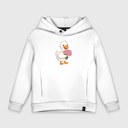 Детское худи оверсайз Милая уточка с букетом роз