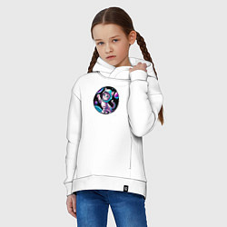 Толстовка оверсайз детская Кошечка тянется к планетам, цвет: белый — фото 2