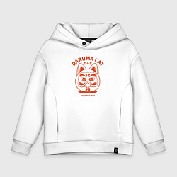 Толстовка оверсайз детская Daruma cat, цвет: белый