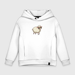 Толстовка оверсайз детская Забавная овечка в солнечных очках, цвет: белый