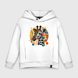 Толстовка оверсайз детская Абстракция жираф в точечку, цвет: белый