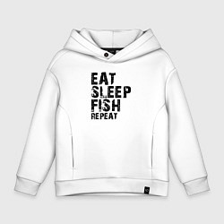 Толстовка оверсайз детская Eat sleep fish, цвет: белый