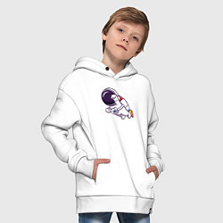 Толстовка оверсайз детская Супер космонавт в полёте, цвет: белый — фото 2