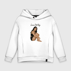 Толстовка оверсайз детская Lana Del Rey сидит обнимая колени, цвет: белый