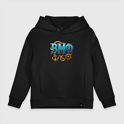 Детское худи оверсайз ВМФ объемные буквы / Черный – фото 1