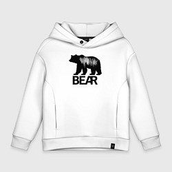 Толстовка оверсайз детская Черный медведь с полосами, цвет: белый