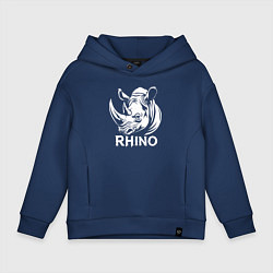 Детское худи оверсайз Носорог с надписью