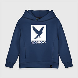 Толстовка оверсайз детская Летящий воробей, цвет: тёмно-синий