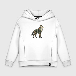 Толстовка оверсайз детская Геометрический волк, цвет: белый