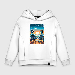 Толстовка оверсайз детская Bender with girlfriend - beach story, цвет: белый