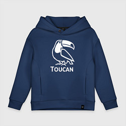 Толстовка оверсайз детская Тукан в минималистичном стиле, цвет: тёмно-синий