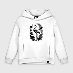 Детское худи оверсайз Черный фламинго в цветах