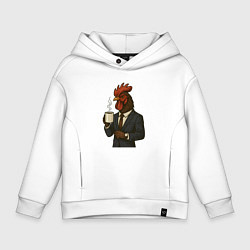Толстовка оверсайз детская Петух бизнесмен, цвет: белый