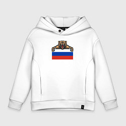 Толстовка оверсайз детская Russian bear, цвет: белый