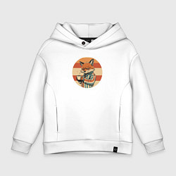 Толстовка оверсайз детская Лисёнок с кофе, цвет: белый