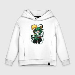 Толстовка оверсайз детская Моя геройская академия Изуку Мидория, цвет: белый