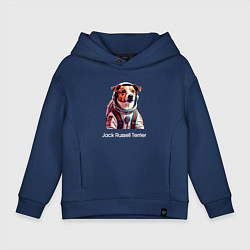 Толстовка оверсайз детская Jack Russell Terrier в скафандре, цвет: тёмно-синий