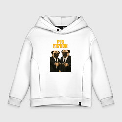 Толстовка оверсайз детская Криминальное чтиво с мопсами, цвет: белый
