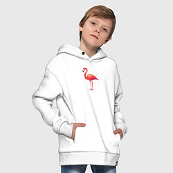 Толстовка оверсайз детская Фламинго стоит, цвет: белый — фото 2