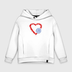 Толстовка оверсайз детская Сердце волейбола, цвет: белый