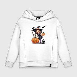 Толстовка оверсайз детская Тыквы оживают в хэллоуин, цвет: белый