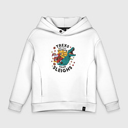 Детское худи оверсайз Санта на динозавре