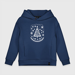 Толстовка оверсайз детская Зимняя новогодняя сказка, цвет: тёмно-синий