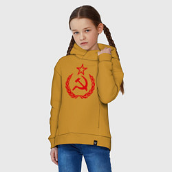 Толстовка оверсайз детская СССР герб, цвет: горчичный — фото 2