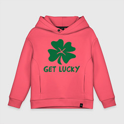 Толстовка оверсайз детская Get lucky, цвет: коралловый