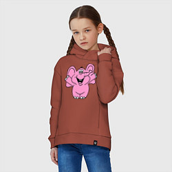 Толстовка оверсайз детская Розовый слон, цвет: кирпичный — фото 2
