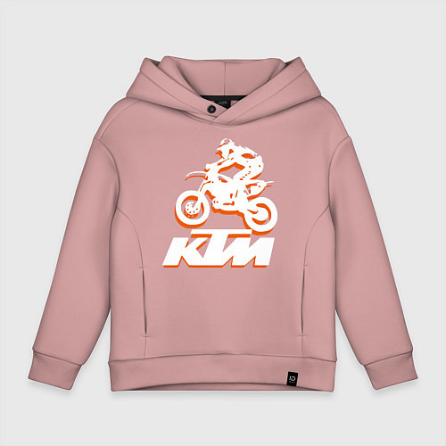 Детское худи оверсайз KTM белый / Пыльно-розовый – фото 1