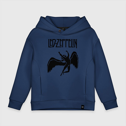 Детское худи оверсайз Led Zeppelin Swan / Тёмно-синий – фото 1