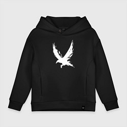 Толстовка оверсайз детская Белый ворон, цвет: черный