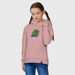 Толстовка оверсайз детская Sad frog, цвет: пыльно-розовый — фото 2