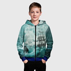 Толстовка на молнии детская Море, цвет: 3D-синий — фото 2