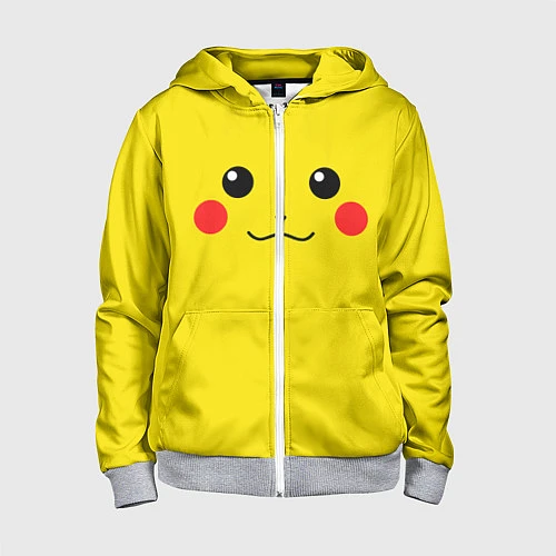 Детская толстовка на молнии Happy Pikachu / 3D-Меланж – фото 1