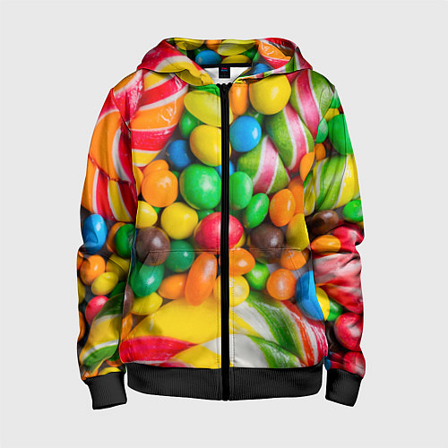 Детская толстовка на молнии Сладкие конфетки / 3D-Черный – фото 1