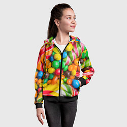 Толстовка на молнии детская Сладкие конфетки, цвет: 3D-черный — фото 2