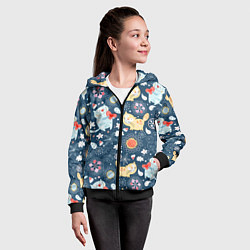 Толстовка на молнии детская Котята, цвет: 3D-черный — фото 2