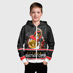 Толстовка на молнии детская Ottawa Senators, цвет: 3D-белый — фото 2