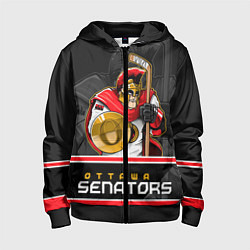 Толстовка на молнии детская Ottawa Senators, цвет: 3D-черный