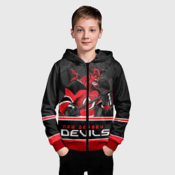 Толстовка на молнии детская New Jersey Devils, цвет: 3D-красный — фото 2